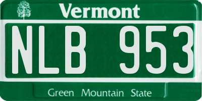 VT license plate NLB953