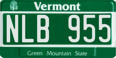VT license plate NLB955