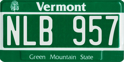 VT license plate NLB957