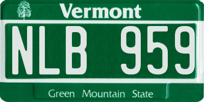 VT license plate NLB959