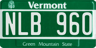 VT license plate NLB960