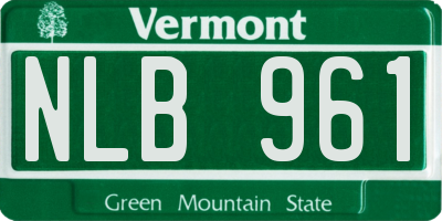 VT license plate NLB961