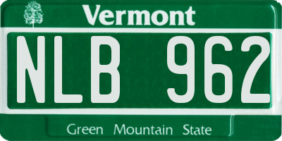 VT license plate NLB962