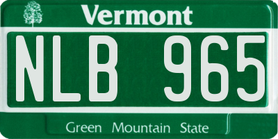 VT license plate NLB965