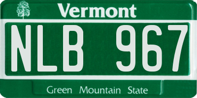 VT license plate NLB967