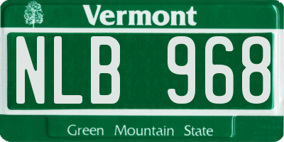 VT license plate NLB968