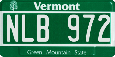 VT license plate NLB972
