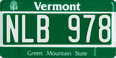VT license plate NLB978