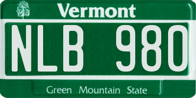 VT license plate NLB980