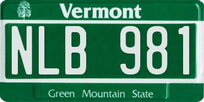 VT license plate NLB981