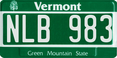 VT license plate NLB983