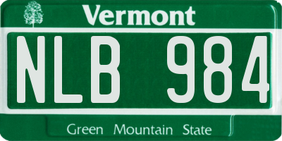 VT license plate NLB984