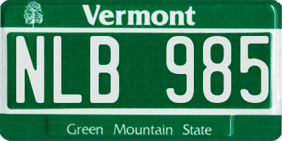 VT license plate NLB985