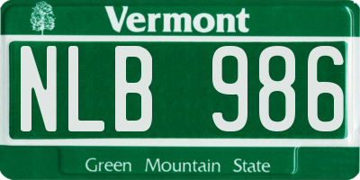 VT license plate NLB986