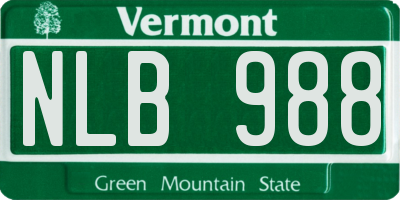 VT license plate NLB988