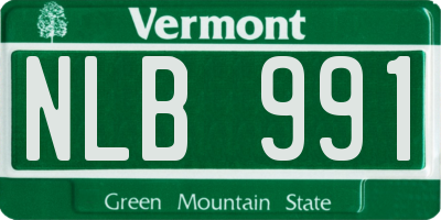 VT license plate NLB991