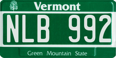 VT license plate NLB992
