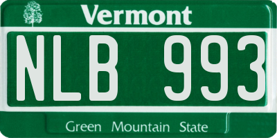 VT license plate NLB993