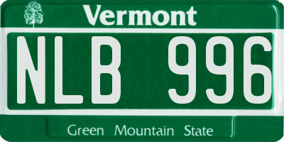 VT license plate NLB996