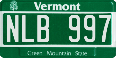 VT license plate NLB997