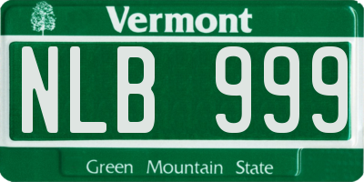 VT license plate NLB999