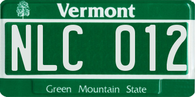 VT license plate NLC012
