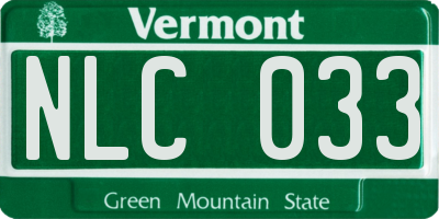 VT license plate NLC033