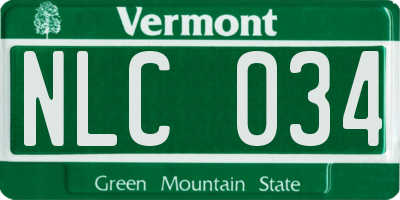 VT license plate NLC034