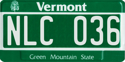 VT license plate NLC036