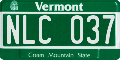 VT license plate NLC037