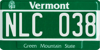 VT license plate NLC038