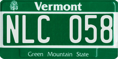 VT license plate NLC058