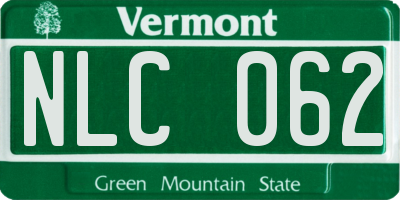 VT license plate NLC062