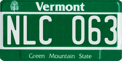 VT license plate NLC063