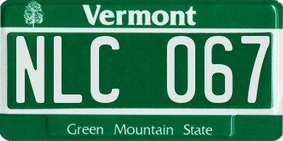 VT license plate NLC067