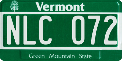 VT license plate NLC072