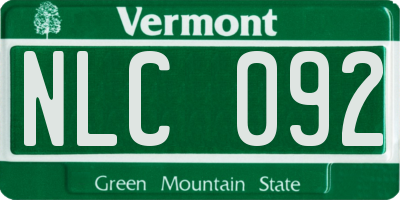 VT license plate NLC092