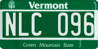 VT license plate NLC096