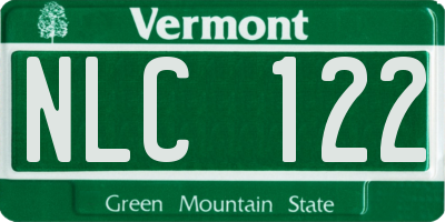VT license plate NLC122