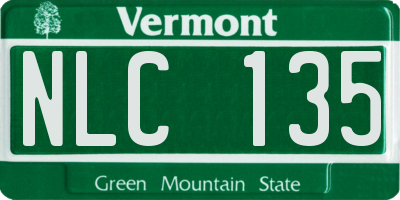 VT license plate NLC135