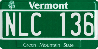 VT license plate NLC136