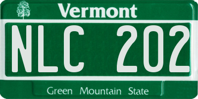 VT license plate NLC202