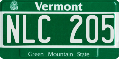 VT license plate NLC205