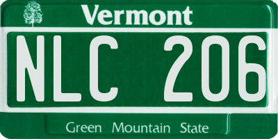 VT license plate NLC206