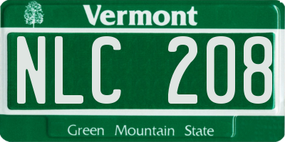 VT license plate NLC208