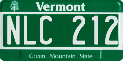VT license plate NLC212