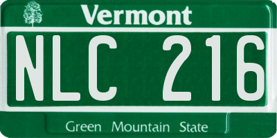 VT license plate NLC216