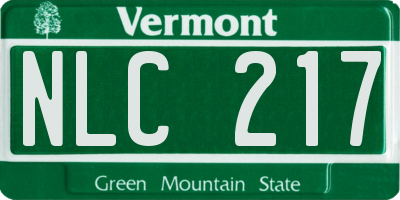VT license plate NLC217