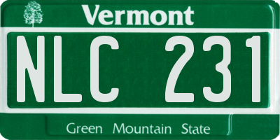 VT license plate NLC231