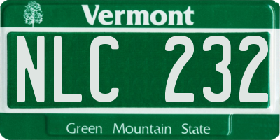 VT license plate NLC232